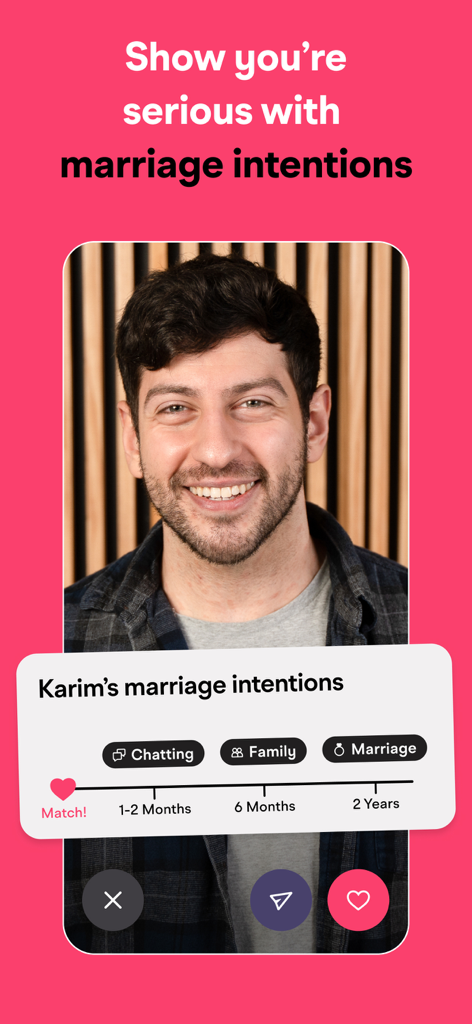 Muzz: Where Muslims Marry - 사용자 프로필에 표시된 결혼 의사 타임라인 기능 Muzz 앱 스크린샷