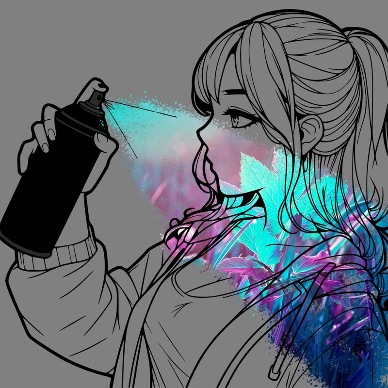 a realistic girl spray, painting