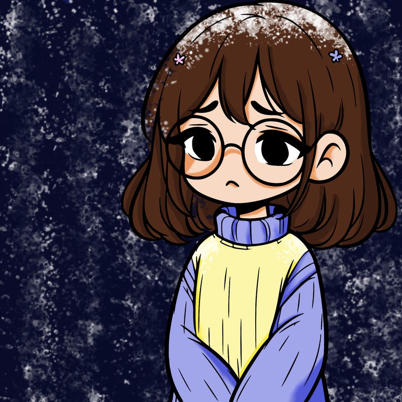 sad girl with glasses in a sweater