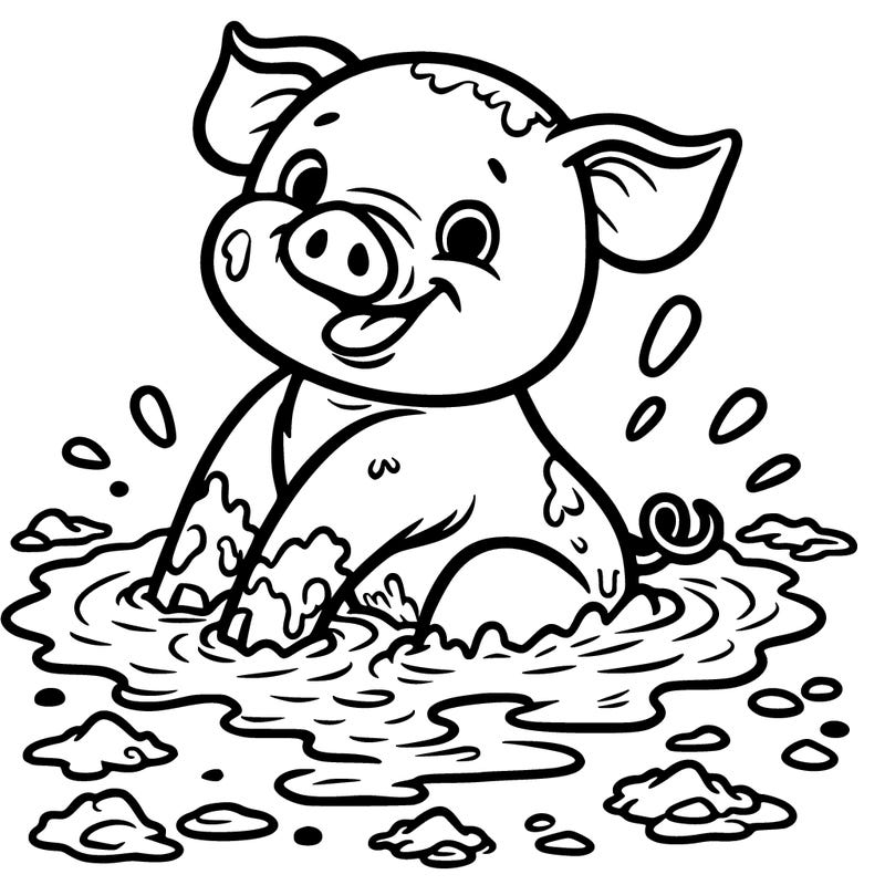 drawing of a pig in the mud