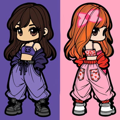 girl in crop top and baggy pants