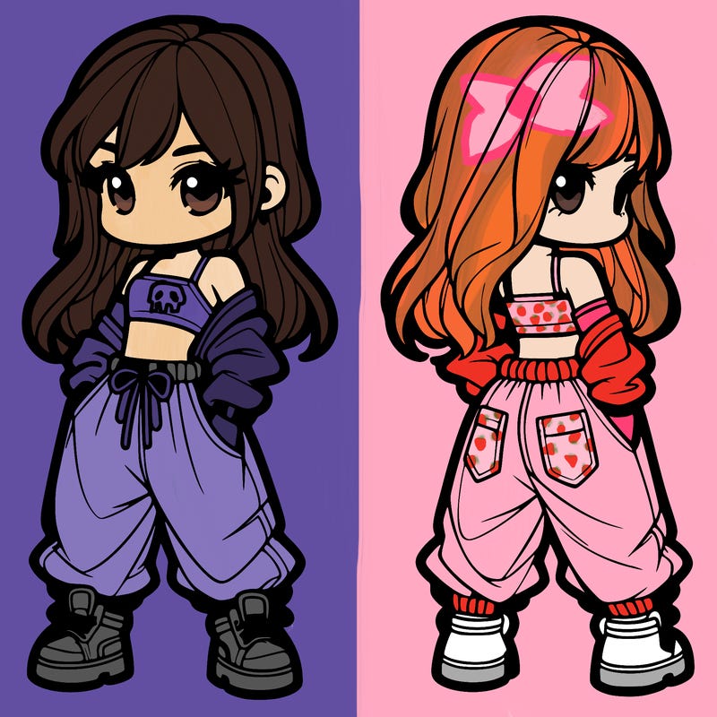 girl in crop top and baggy pants