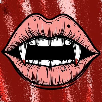 lips with vampire teeth