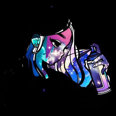 a realistic girl spray painting