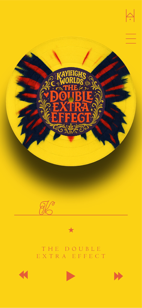 DreamScape: Compass Walls - A bright yellow music player interface featuring a butterfly patterned vinyl record titled The Double Extra Effect.