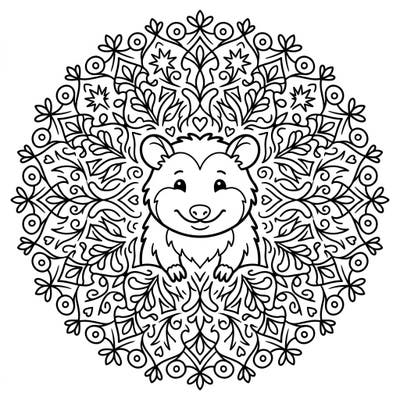 Dive into a world of creativity with this charming possum mandala coloring page, perfectly designed for kids aged 4-8. Featuring balanced line weights and recognizable shapes, it offers a delightful and engaging artistic experience.