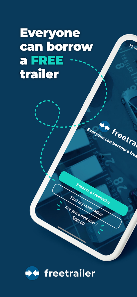 Freetrailer - Freetrailer mobile app home screen with free trailer reservation options