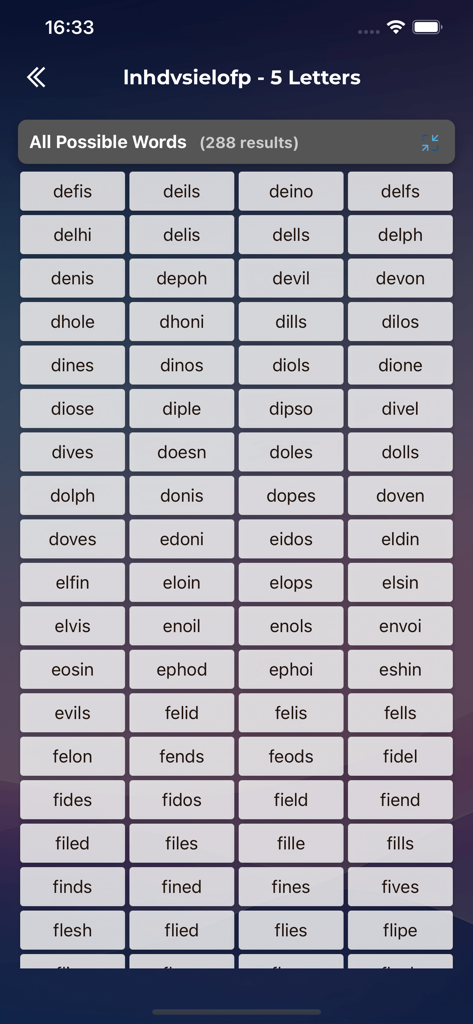 4 Pics 1 Word Answers Help - Eine Liste möglicher 5-Buchstaben-Wortantworten, die von der Hilfs-App für einen bestimmten Buchstabensatz generiert wurden.
