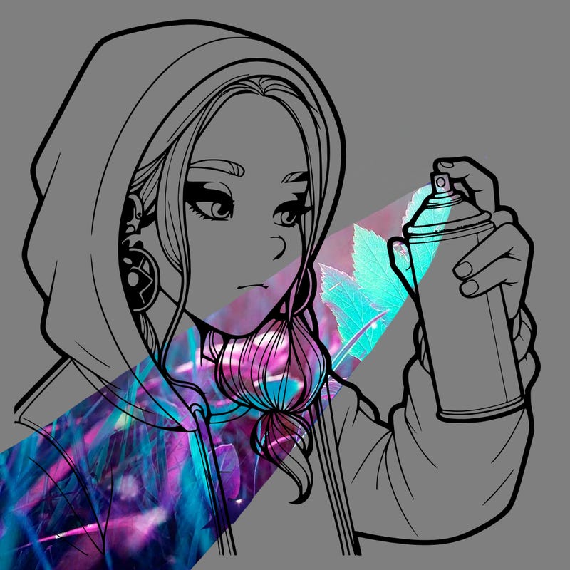 a realistic girl, spray painting