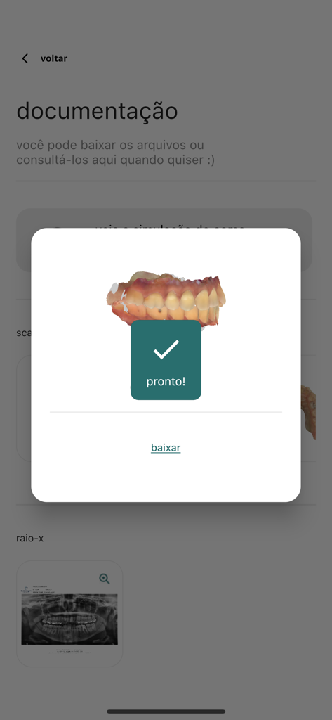 SouSmile - Mobile app interface displaying 3D dental scan results and orthodontic records