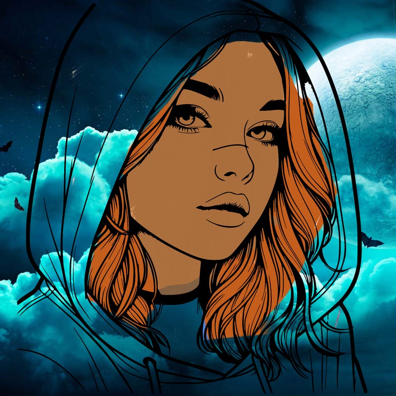 realistic girl with hood on