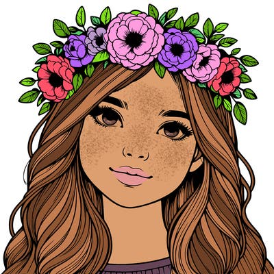 realistic girl with flower crown