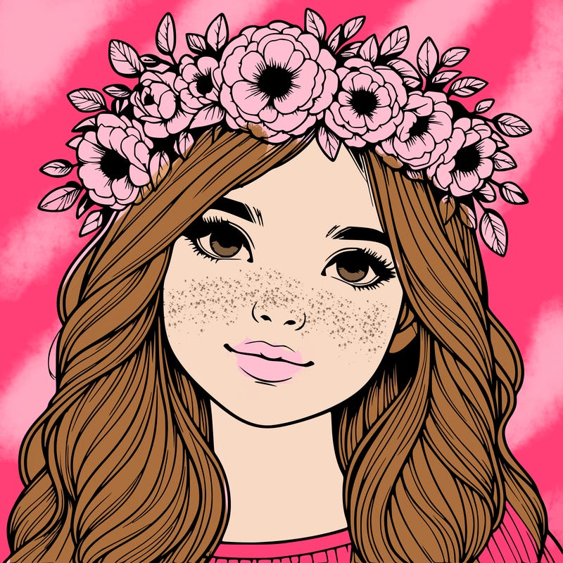 realistic girl with flower crown
