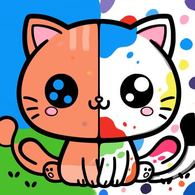 a split cute cat