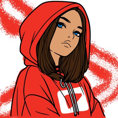 a realistic girl in a hoodie