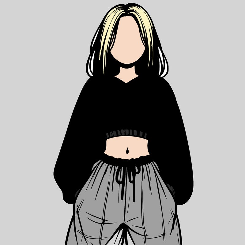 realistic girl faceless with baggy pants and a crop top
