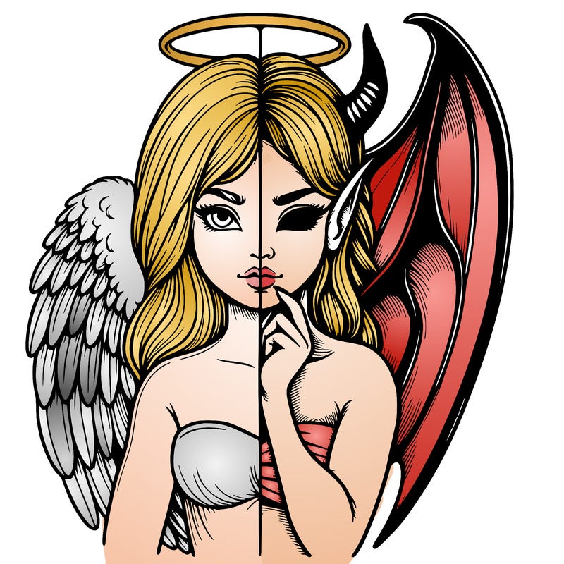 realistic angel half demon