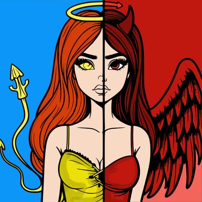 devil vs angel realistic girl