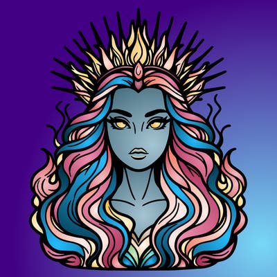 realistic beautiful queen of fire