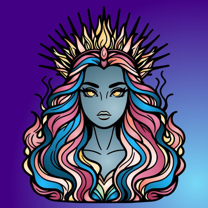 realistic beautiful queen of fire