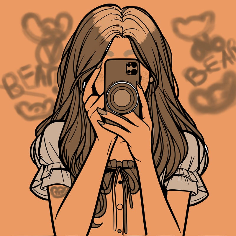 a realistic girl holding her phone taking pictures