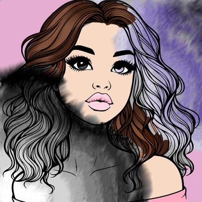 realistic girl with wavy hair and lips
