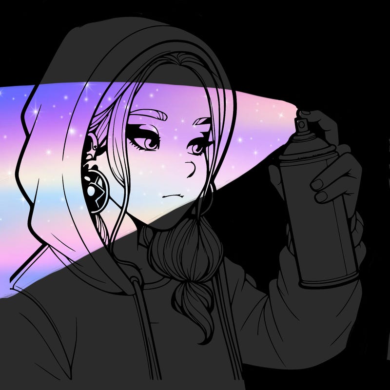 a realistic girl, spray painting