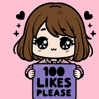 cute girl holding a sign saying 100 likes please