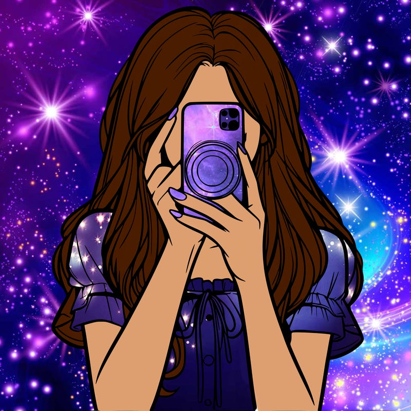 a realistic girl holding her phone taking pictures