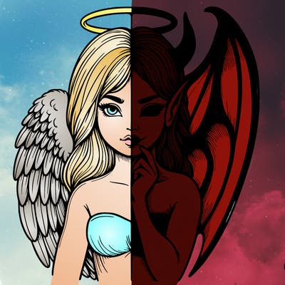 realistic angel half demon