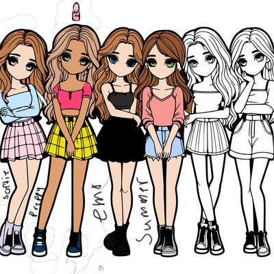 a group of girls realistic