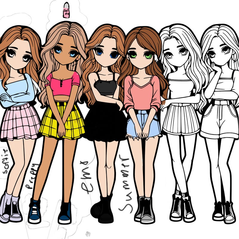 a group of girls realistic