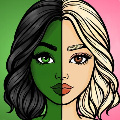 realistic girl split half