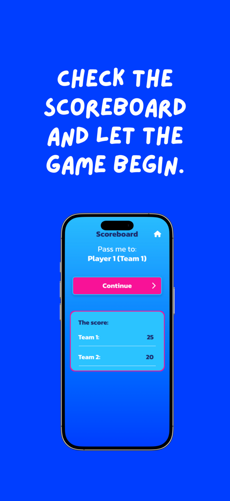 GuessTheSong - Music Trivia - Scoreboard screen in the GuessTheSong music trivia app showing points for two teams