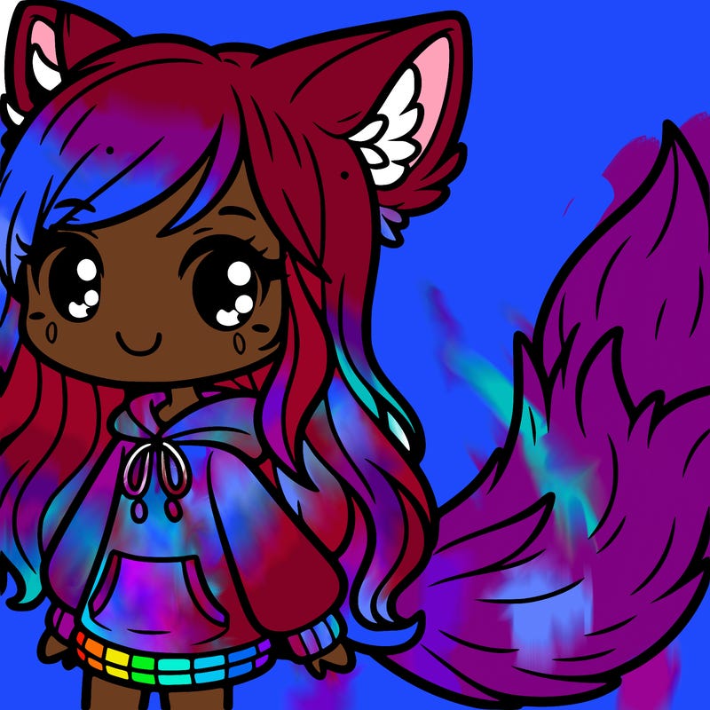 girl with wolf ears and tail