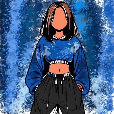 realistic girl faceless with baggy pants and a crop top