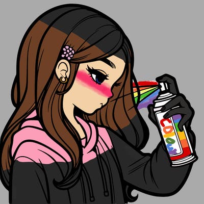 a realistic girl spray painting