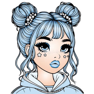 realistic girl with space buns
