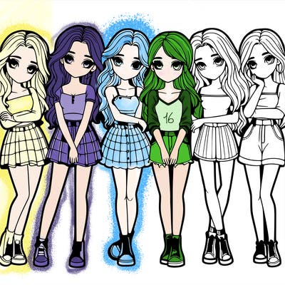 a group of girls realistic