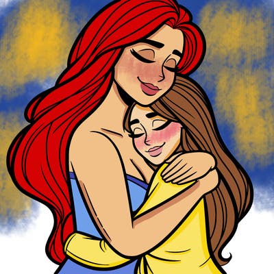 woman hugging another person