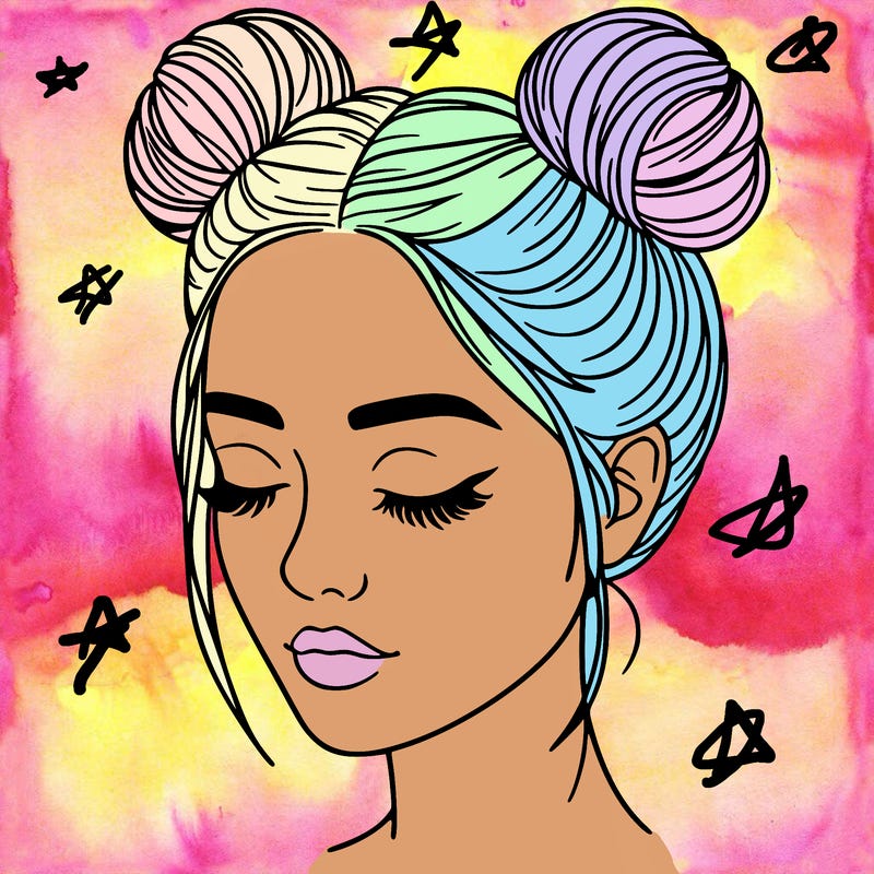 woman with hair buns