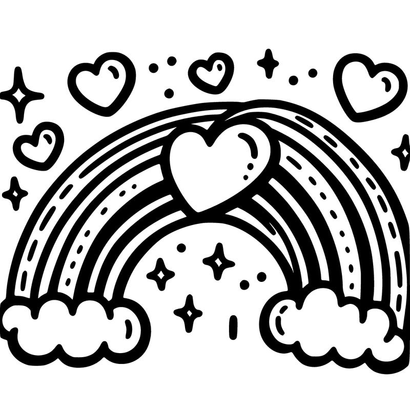 hearts and rainbow
