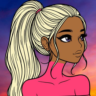 a beautiful and realistic girl with a high pony tail