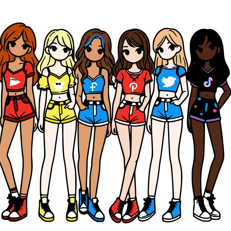 a group of girls wearing crop tops and shorts