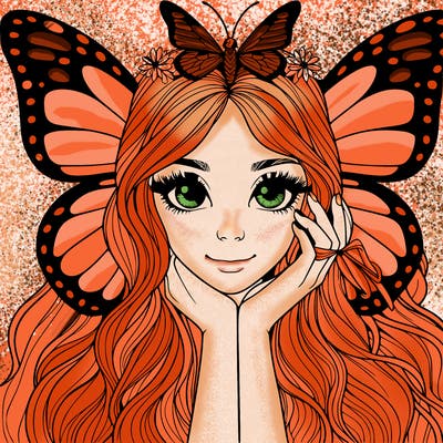 butterfly realistic girl