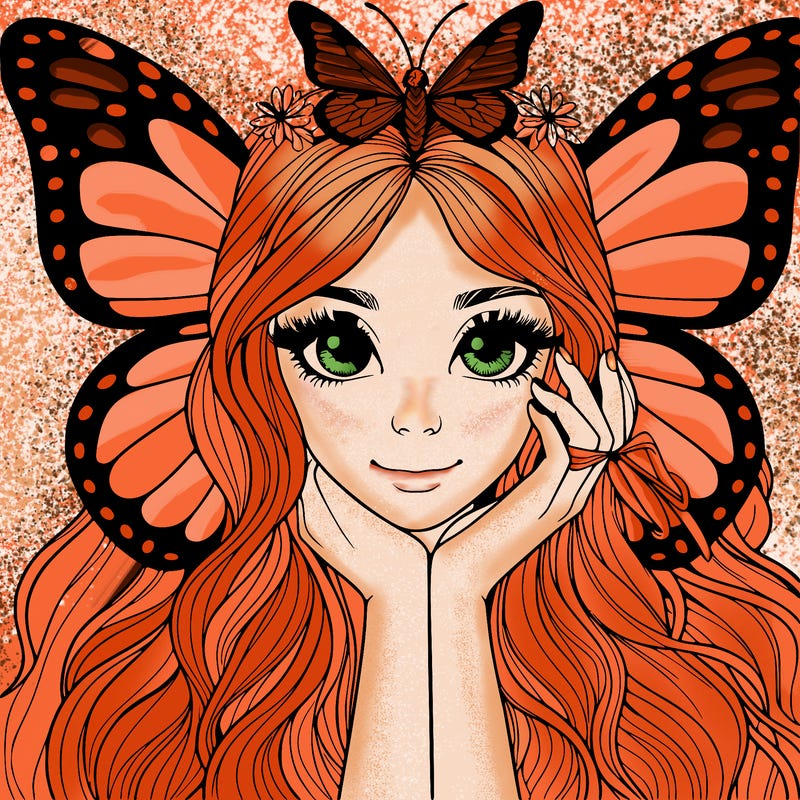 butterfly realistic girl