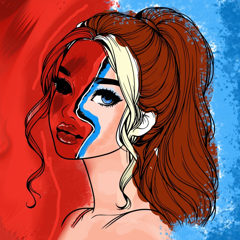 realistic girl with a ponytail on her hair and lips