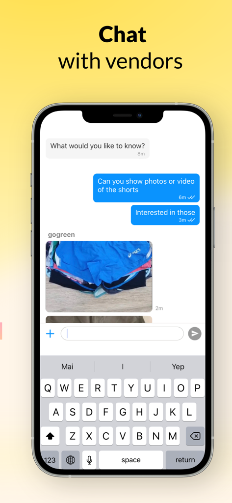 Fleek Wholesale - Interface of Fleek Wholesale app showing a direct chat between a buyer and a vendor about a vintage clothing bundle