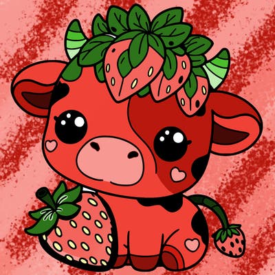 cute strawberry cow