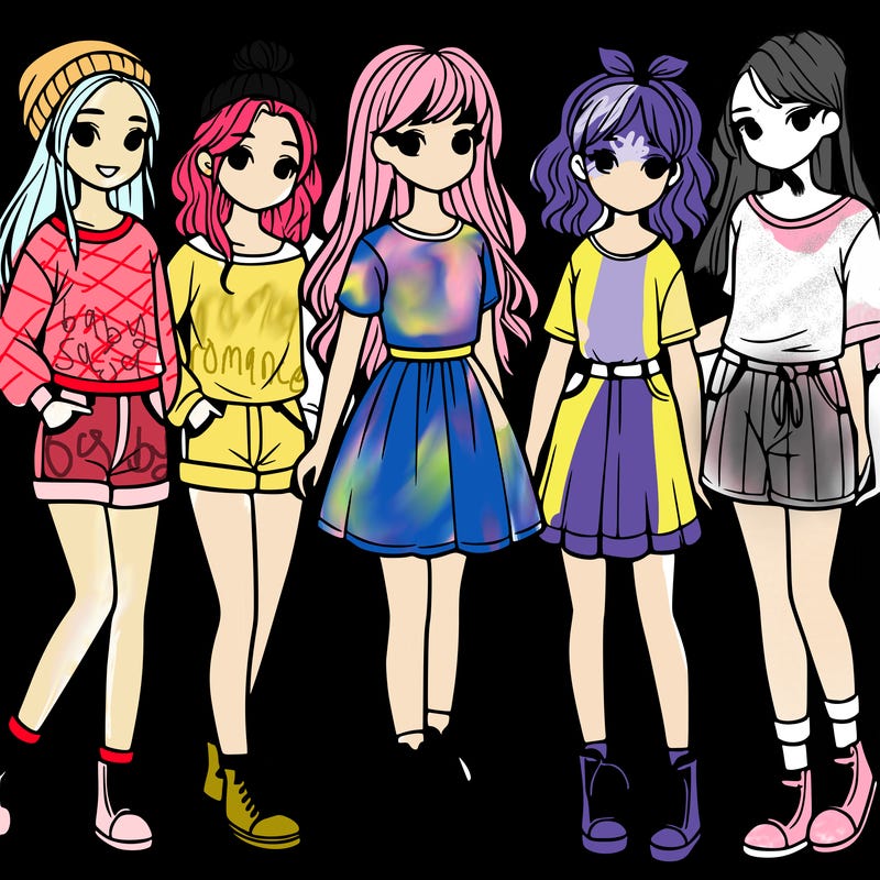 a group of five girls